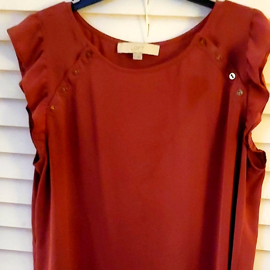 Womens Rosey Pink Ruffle Short Sleeve Blouse